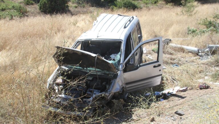 hafif ticari arac once agaca sonra direge carpti 5 yarali ruzlum69