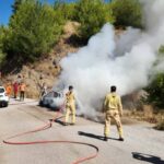 yanan araca orman ekipleri mudahale etti UDN8ITWI