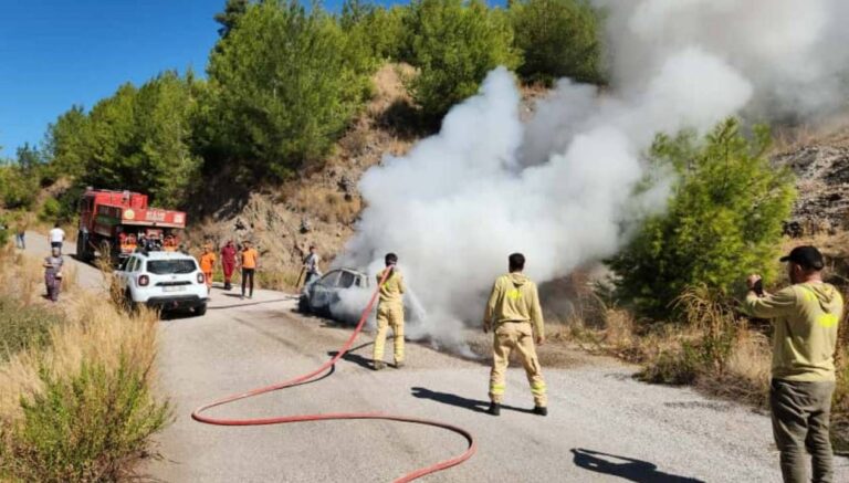yanan araca orman ekipleri mudahale etti UDN8ITWI